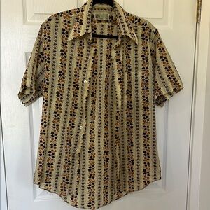 Vintage America Cream and Brown Casual Button Down Shirt